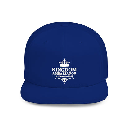Kingdom Ambassador (White Lettering) Embroidered Flat Bill Snapback Hat, Adjustable Baseball Cap, Inspirational Streetwear, Gift for Believers, Faith-based Accessories