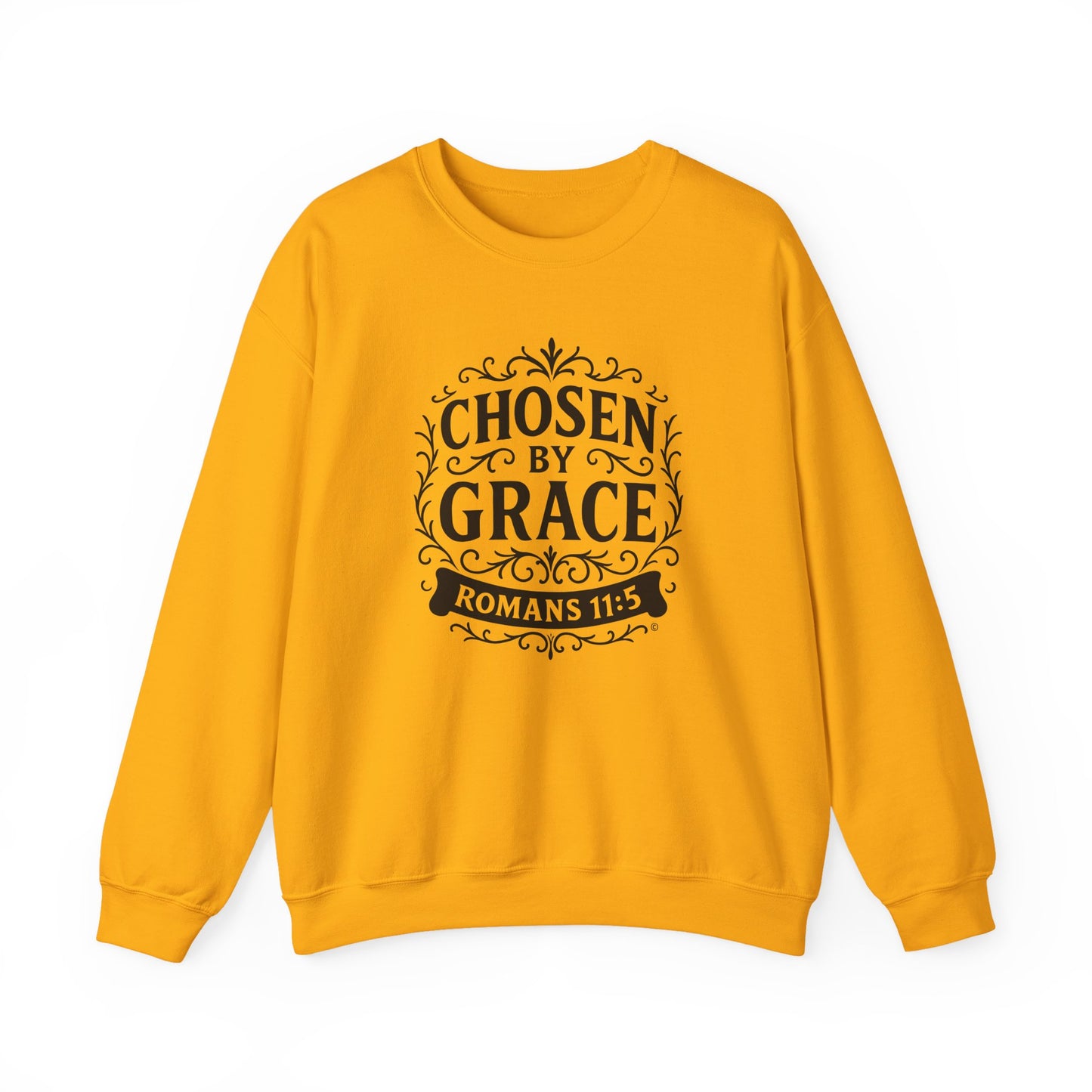 Chosen by Grace (Black Lettering) Unisex Crewneck Sweatshirt - Inspirational Gift, Christian Apparel, Faith-Based Fashion, Cozy Casual Wear, Bible Verse Sweatshirt