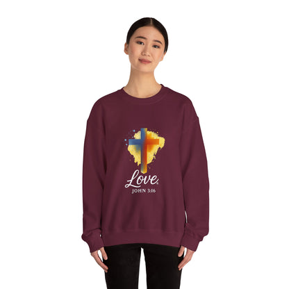 Love (White Lettering) Unisex Crewneck Sweatshirt, Inspirational Apparel, Casual Wear, Gift for Believers, Church Outing Attire, Daily Comfort Wear