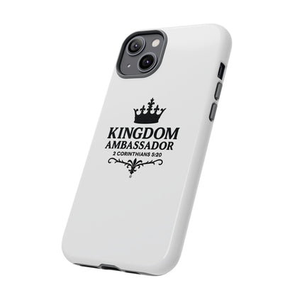 Kingdom Ambassador (Black Lettering) Rugged Phone Case, Inspirational Mobile Cover, Gift for Faith Lovers, Faith-Based Protector