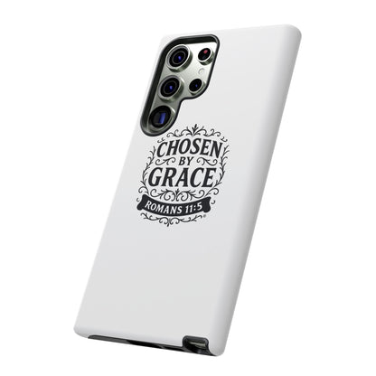 Chosen by Grace (Black Lettering), Rugged Phone Case, Inspirational Mobile Cover, Gift for Faith Lovers, Faith-Based Protector