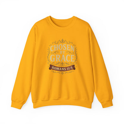 Chosen by Grace (Full Color) Unisex Crewneck Sweatshirt - Inspirational Gift, Christian Apparel, Faith-Based Fashion, Cozy Casual Wear, Bible Verse Sweatshirt