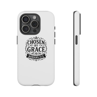 Chosen by Grace (Black Lettering), Rugged Phone Case, Inspirational Mobile Cover, Gift for Faith Lovers, Faith-Based Protector