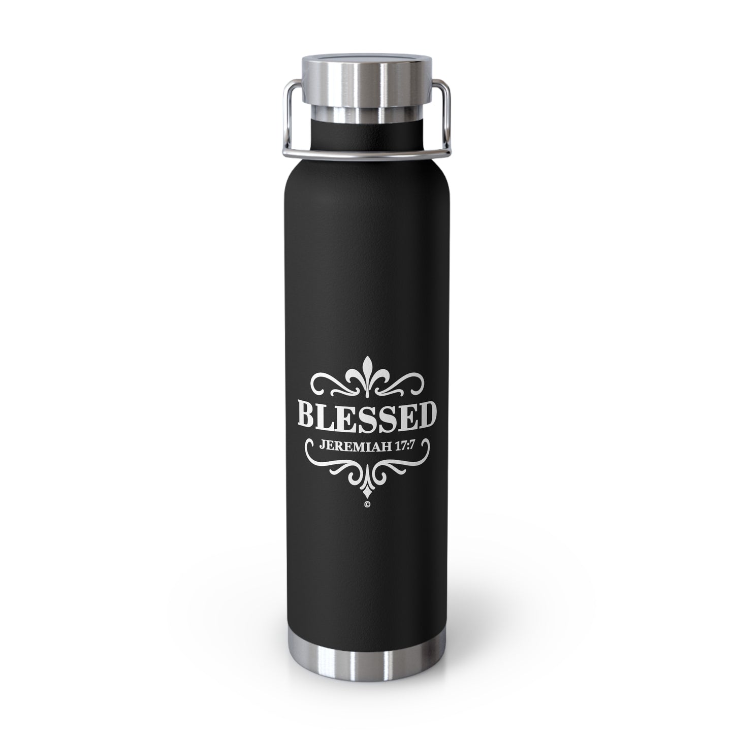 Blessed (Gold Lettering) Insulated Water Bottle, Motivational Gift, Faith-Based Drinkware, Inspirational Travel Mug, Biblical Verse Bottle - Cross Apparel USA