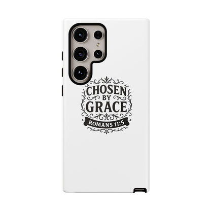 Chosen by Grace (Black Lettering), Rugged Phone Case, Inspirational Mobile Cover, Gift for Faith Lovers, Faith-Based Protector