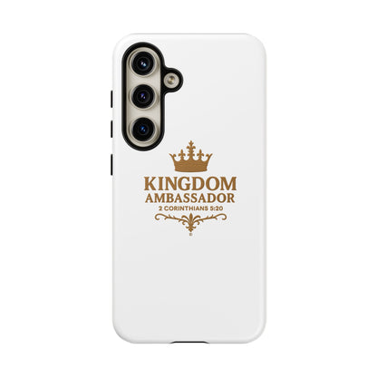 Kingdom Ambassador (Gold Lettering) Rugged Phone Case, Inspirational Mobile Cover, Gift for Faith Lovers, Faith-Based Protector