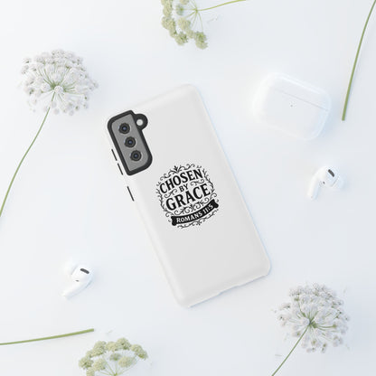 Chosen by Grace (Black Lettering), Rugged Phone Case, Inspirational Mobile Cover, Gift for Faith Lovers, Faith-Based Protector