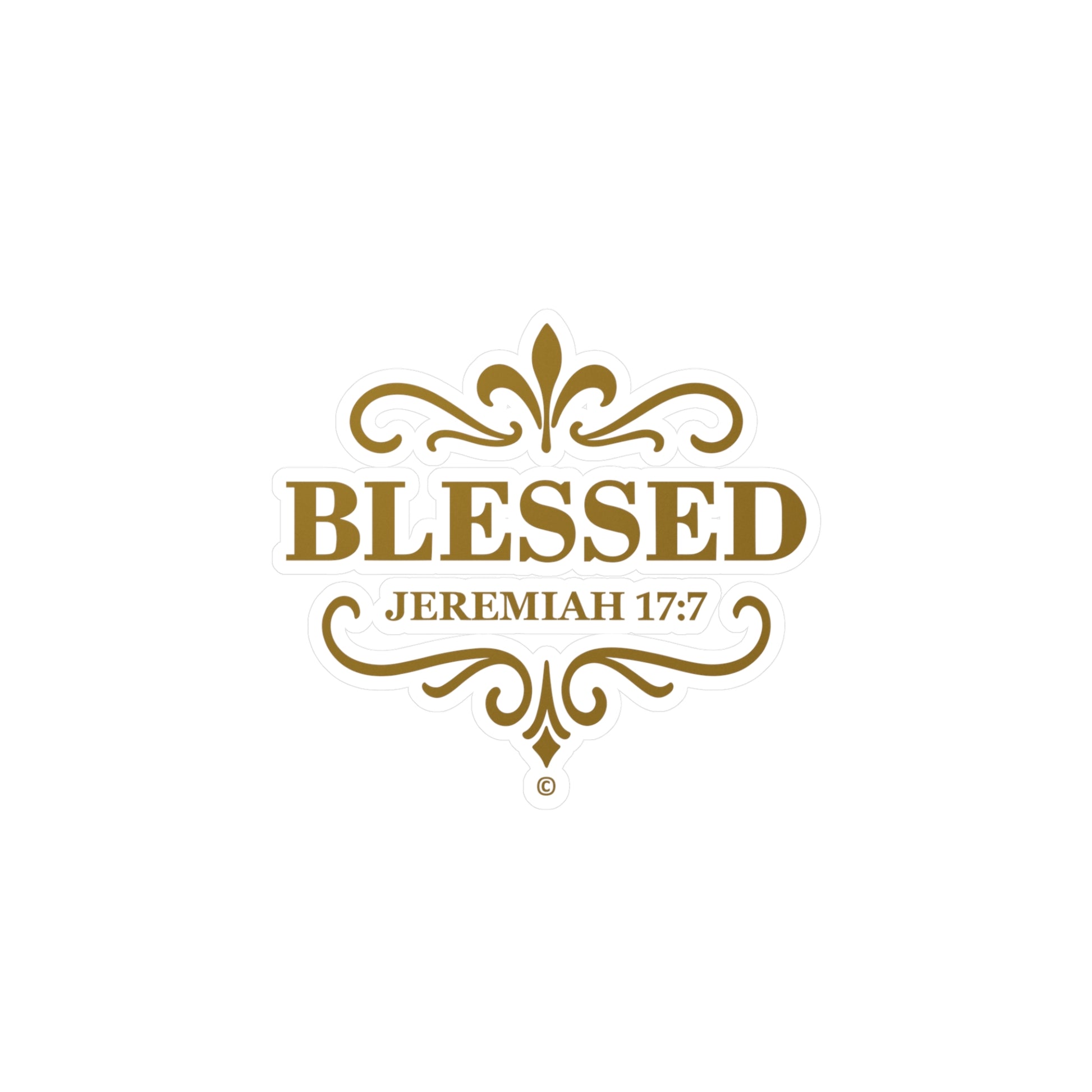 Blessed (Gold Lettering) Kiss-Cut Vinyl Decals, Inspirational Wall Art, Faith-Based Gifts, Home Decor - Cross Apparel USA
