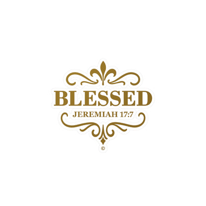 Blessed (Gold Lettering) Kiss-Cut Vinyl Decals, Inspirational Wall Art, Faith-Based Gifts, Home Decor - Cross Apparel USA
