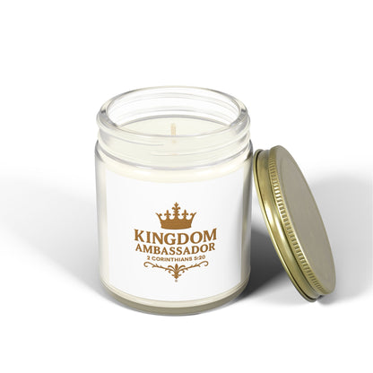 Kingdom Ambassador (Gold Lettering) Scented Candle - Coconut Apricot Wax, Inspirational Home Decor, Gifts for Believers, Relaxation