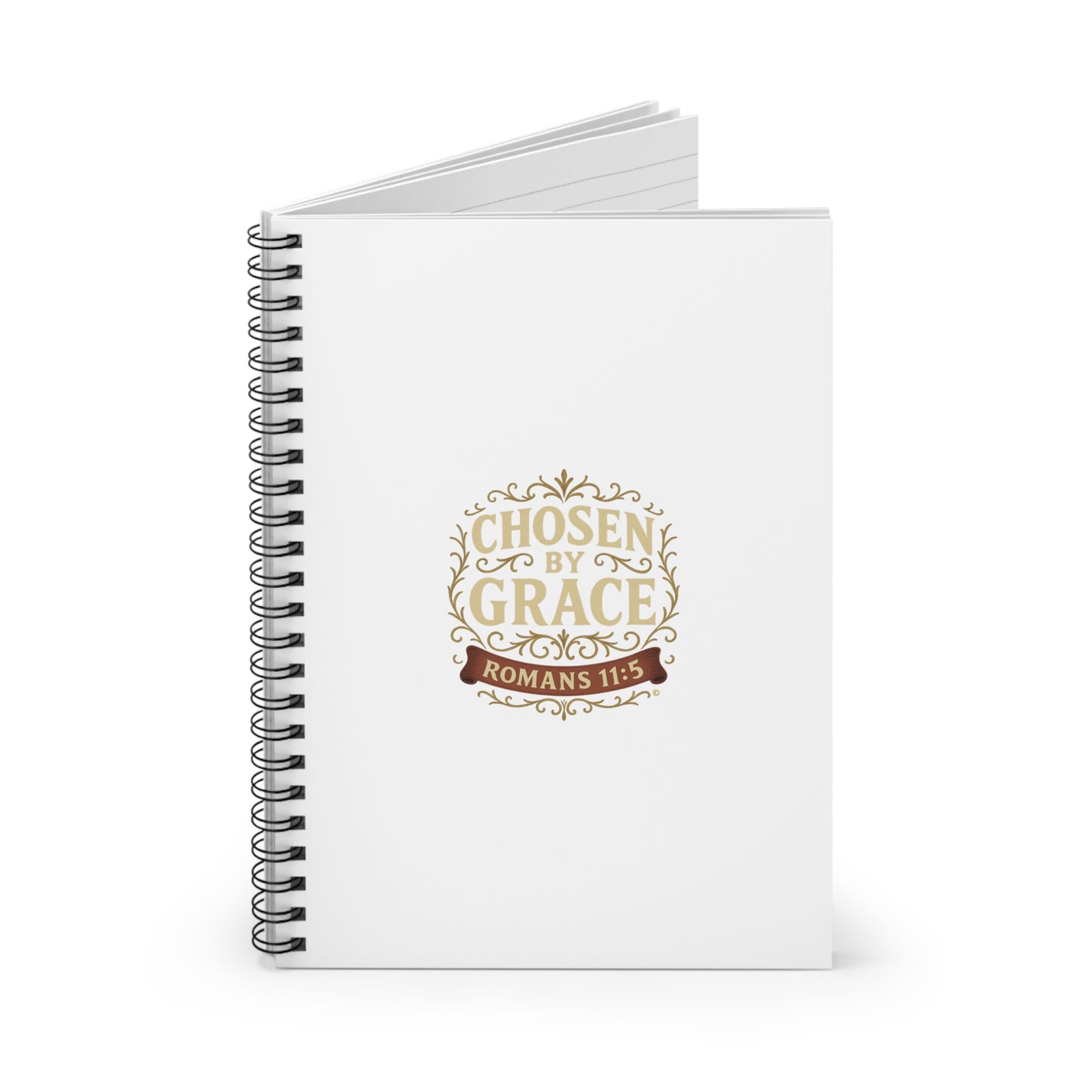 Chosen by Grace Inspirational Spiral Notebook, Christian Journal, Bible Study Supplies, Faith Gift, Daily Planner - Cross Apparel USA