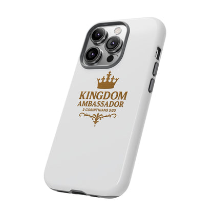 Kingdom Ambassador (Gold Lettering) Rugged Phone Case, Inspirational Mobile Cover, Gift for Faith Lovers, Faith-Based Protector