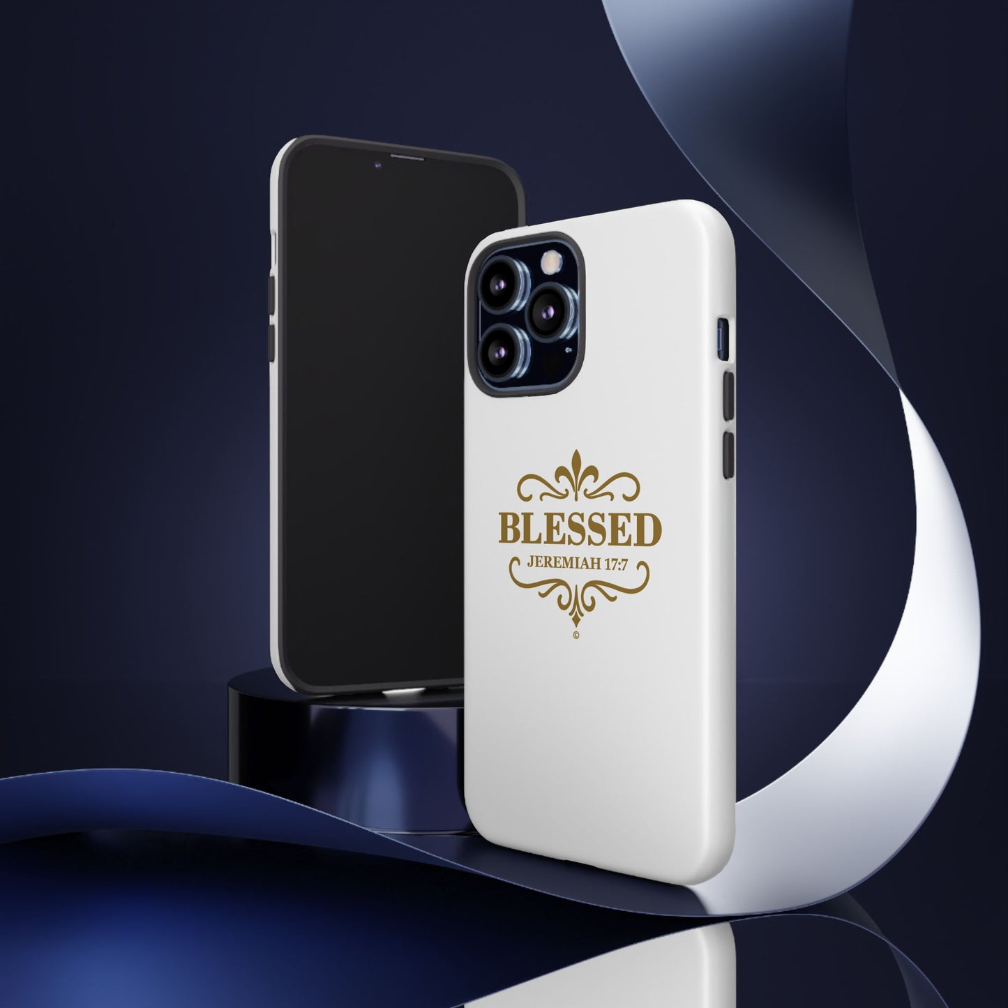 Blessed (Gold Lettering), Rugged Phone Case, Inspirational Mobile Cover, Gift for Faith Lovers, Faith-Based Protector