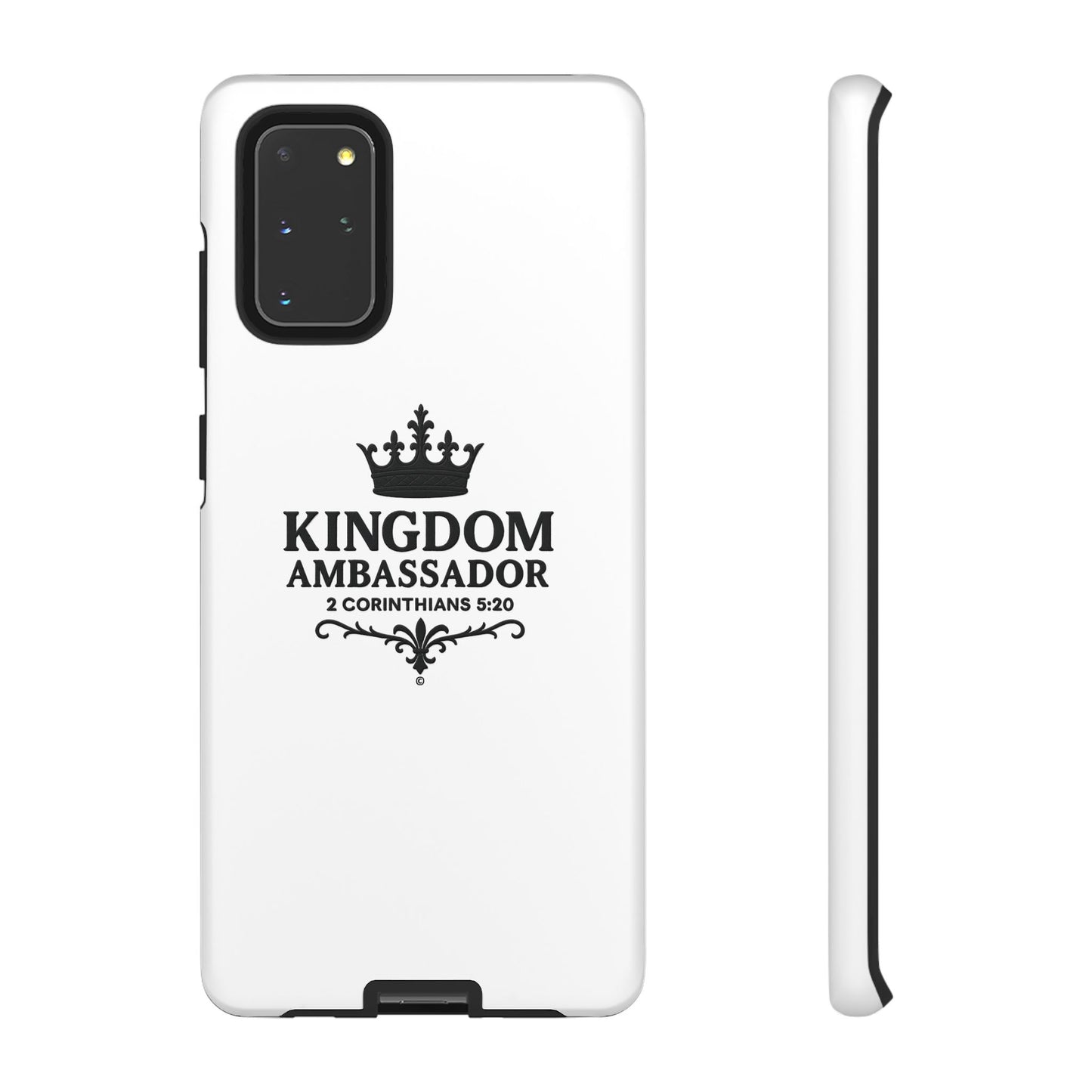 Kingdom Ambassador (Black Lettering) Rugged Phone Case, Inspirational Mobile Cover, Gift for Faith Lovers, Faith-Based Protector