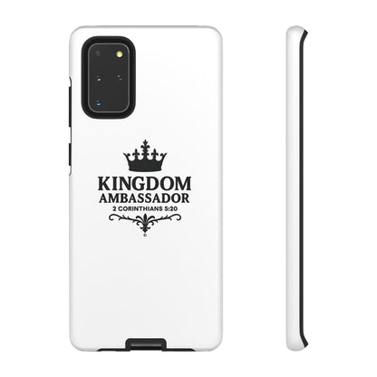 Kingdom Ambassador (Black Lettering) Rugged Phone Case, Inspirational Mobile Cover, Gift for Faith Lovers, Faith-Based Protector