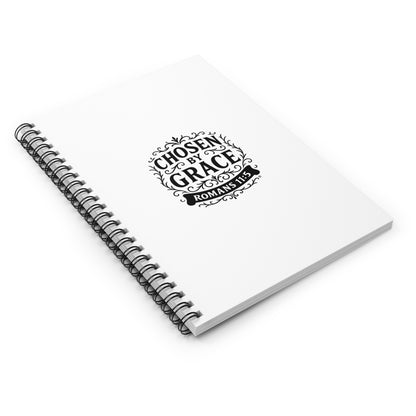 Chosen by Grace (Black Lettering) Inspirational Spiral Notebook, Christian Journal, Bible Study Supplies, Faith Gift, Daily Planner - Cross Apparel USA