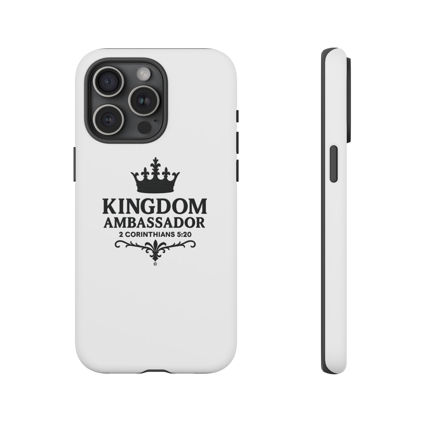 Kingdom Ambassador (Black Lettering) Rugged Phone Case, Inspirational Mobile Cover, Gift for Faith Lovers, Faith-Based Protector