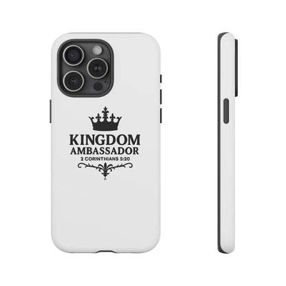 Kingdom Ambassador (Black Lettering) Rugged Phone Case, Inspirational Mobile Cover, Gift for Faith Lovers, Faith-Based Protector