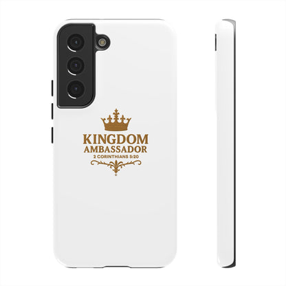Kingdom Ambassador (Gold Lettering) Rugged Phone Case, Inspirational Mobile Cover, Gift for Faith Lovers, Faith-Based Protector