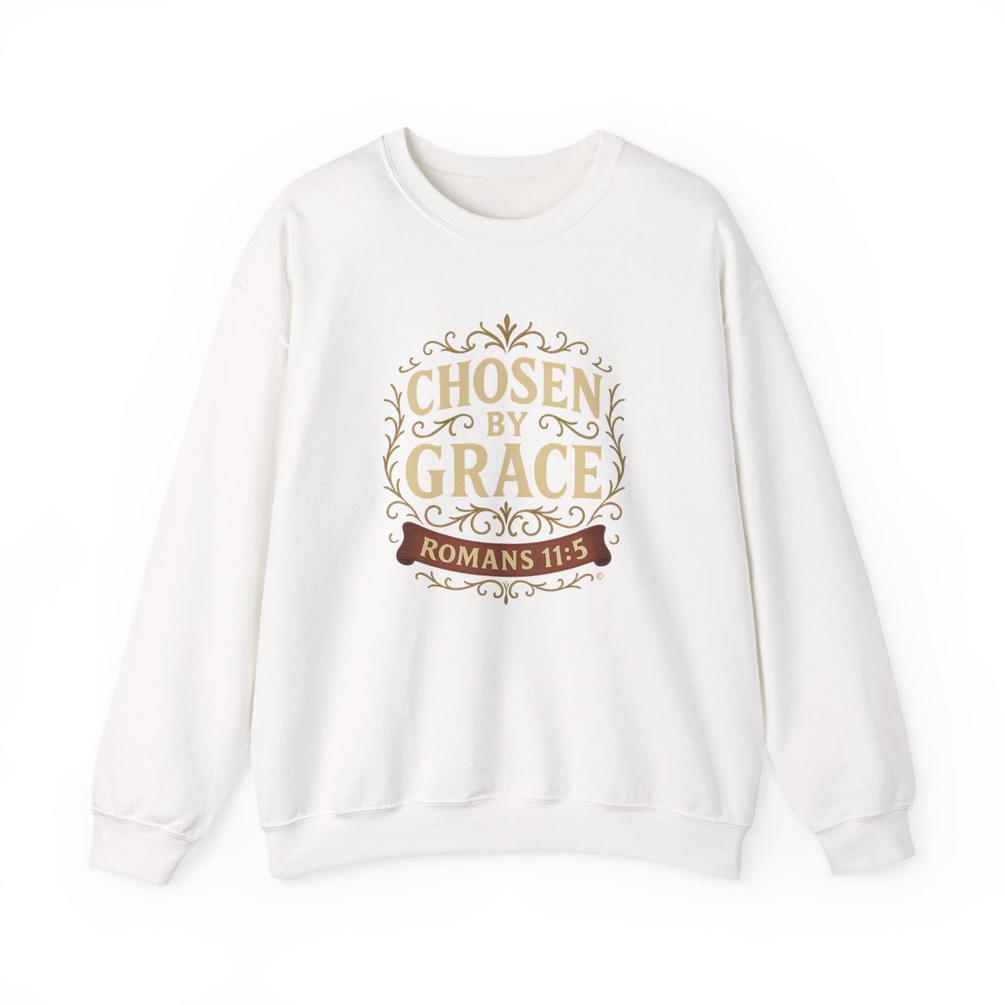 Chosen by Grace (Full Color) Unisex Crewneck Sweatshirt - Inspirational Gift, Christian Apparel, Faith-Based Fashion, Cozy Casual Wear, Bible Verse Sweatshirt