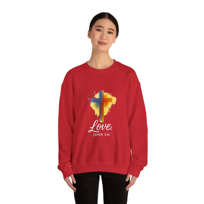 Love (White Lettering) Unisex Crewneck Sweatshirt, Inspirational Apparel, Casual Wear, Gift for Believers, Church Outing Attire, Daily Comfort Wear
