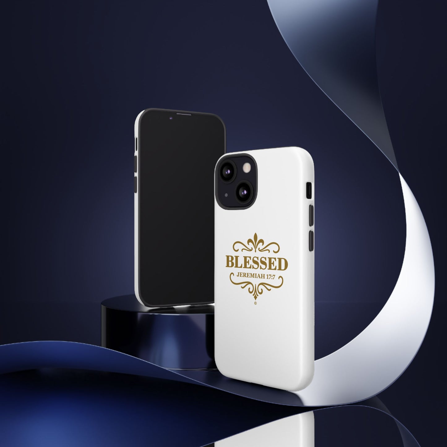 Blessed (Gold Lettering), Rugged Phone Case, Inspirational Mobile Cover, Gift for Faith Lovers, Faith-Based Protector
