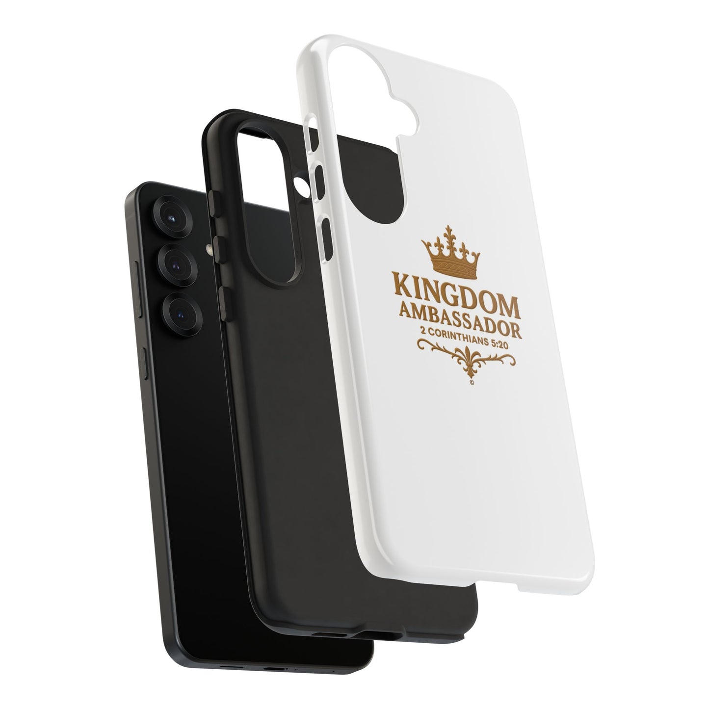 Kingdom Ambassador (Gold Lettering) Rugged Phone Case, Inspirational Mobile Cover, Gift for Faith Lovers, Faith-Based Protector