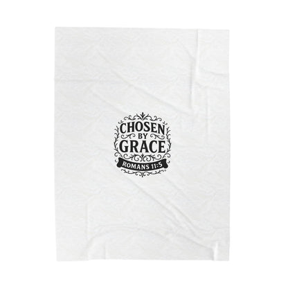 Chosen by Grace (Black Lettering) Plush Blanket, Inspirational Home Decor, Faith-Based Decor, Modern Plush Blanket