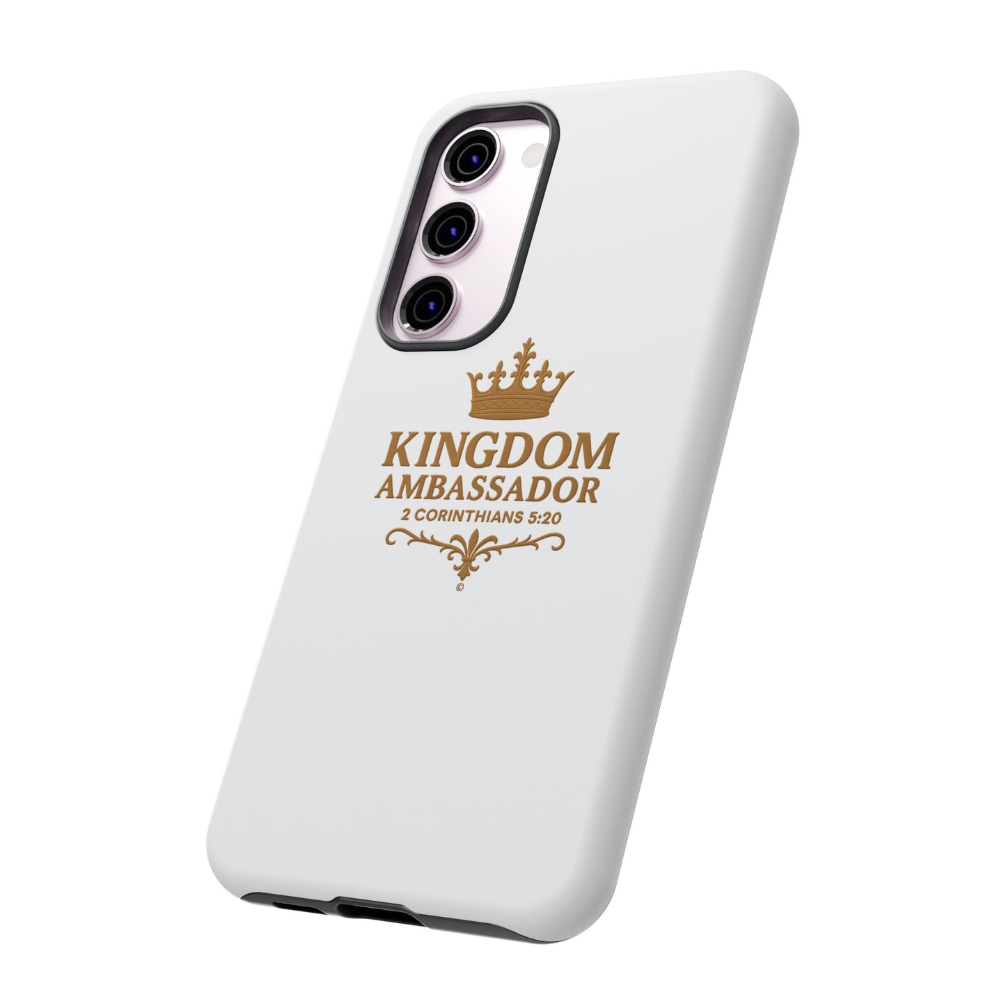 Kingdom Ambassador (Gold Lettering) Rugged Phone Case, Inspirational Mobile Cover, Gift for Faith Lovers, Faith-Based Protector