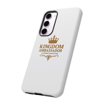 Kingdom Ambassador (Gold Lettering) Rugged Phone Case, Inspirational Mobile Cover, Gift for Faith Lovers, Faith-Based Protector