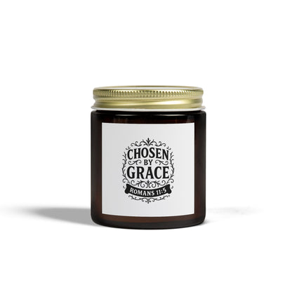 Chosen by Grace (Black Lettering) Scented Candle - Coconut Apricot Wax, Inspirational Home Decor, Relaxation, Gifts for Believers