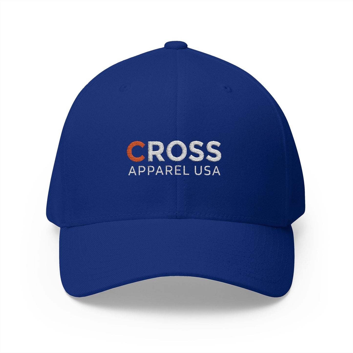 Cross Apparel USA Branded (White Lettering) Embroidered Closed-Back Flex Fit Cap