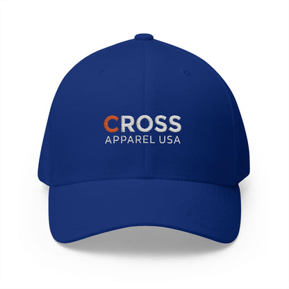 Cross Apparel USA Branded (White Lettering) Embroidered Closed-Back Flex Fit Cap