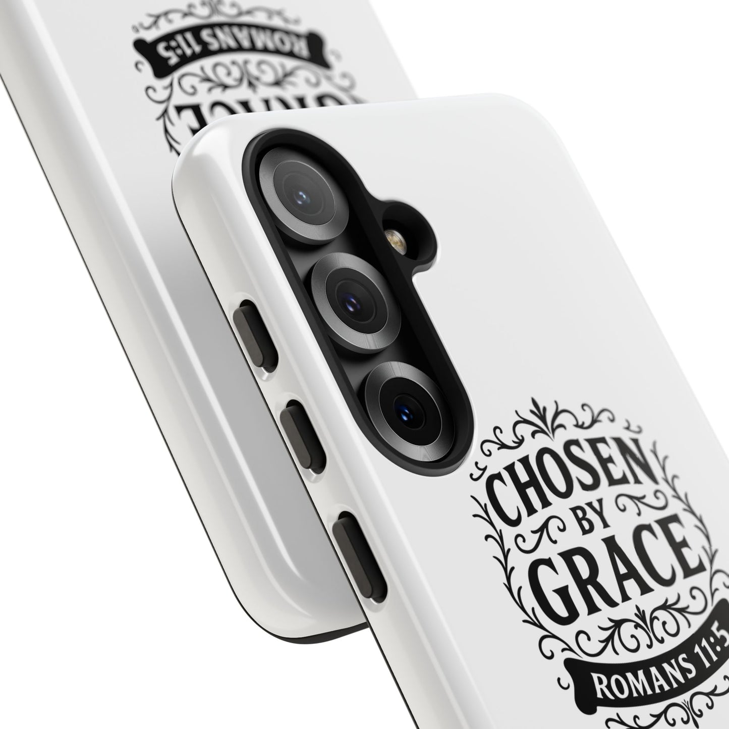 Chosen by Grace (Black Lettering), Rugged Phone Case, Inspirational Mobile Cover, Gift for Faith Lovers, Faith-Based Protector
