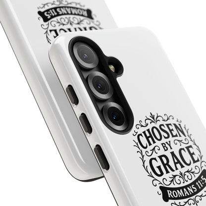 Chosen by Grace (Black Lettering), Rugged Phone Case, Inspirational Mobile Cover, Gift for Faith Lovers, Faith-Based Protector