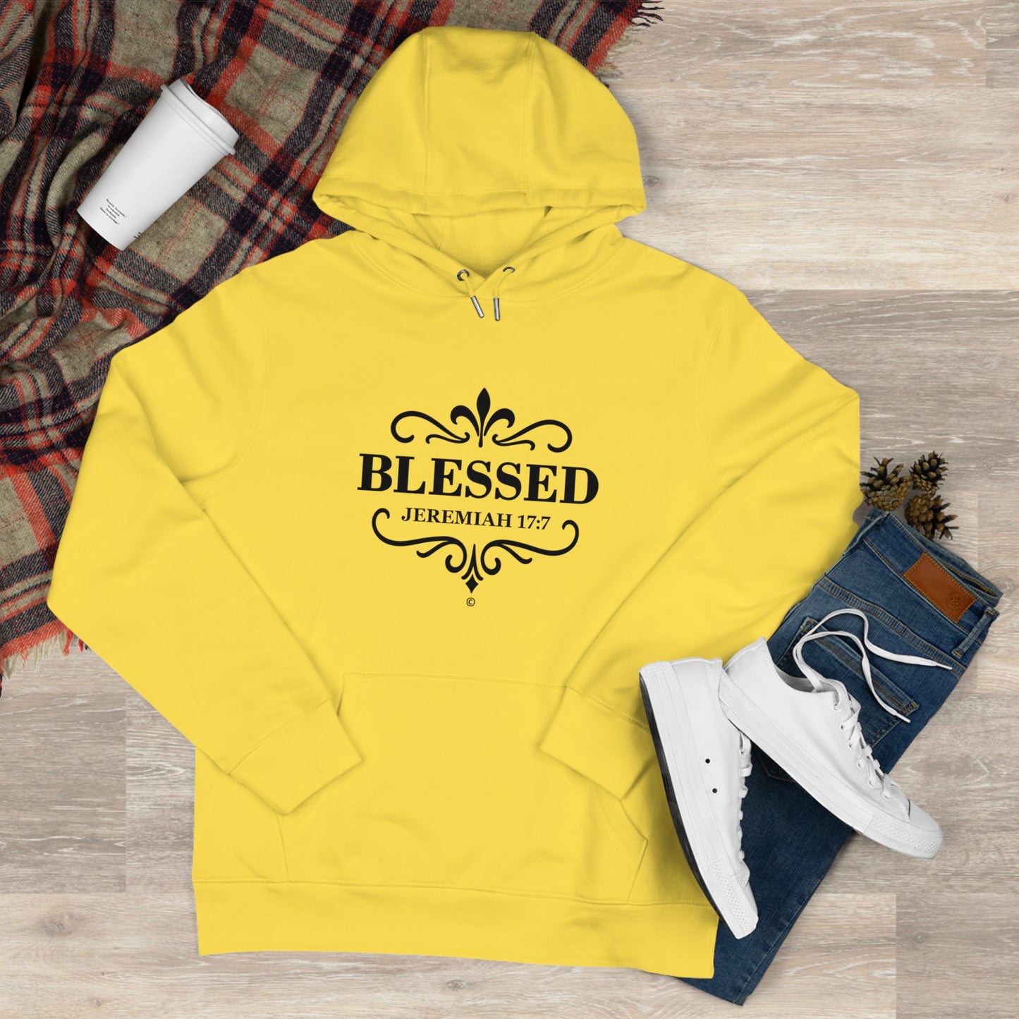 Blessed (Black Lettering Design on Front only) Hooded Sweatshirt