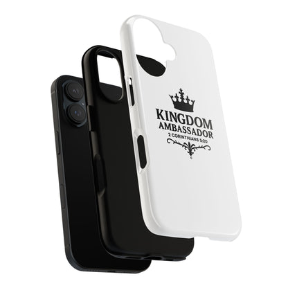 Kingdom Ambassador (Black Lettering) Rugged Phone Case, Inspirational Mobile Cover, Gift for Faith Lovers, Faith-Based Protector
