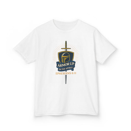 Armor Up (Blue & Gold Lettering) Kids Inspirational T-shirt