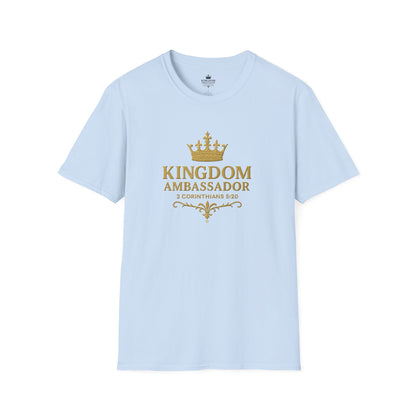 Kingdom Ambassador (Gold Lettering) T-Shirt | Unisex Softstyle Tee for Faith, Community Events, Gifts for Believers