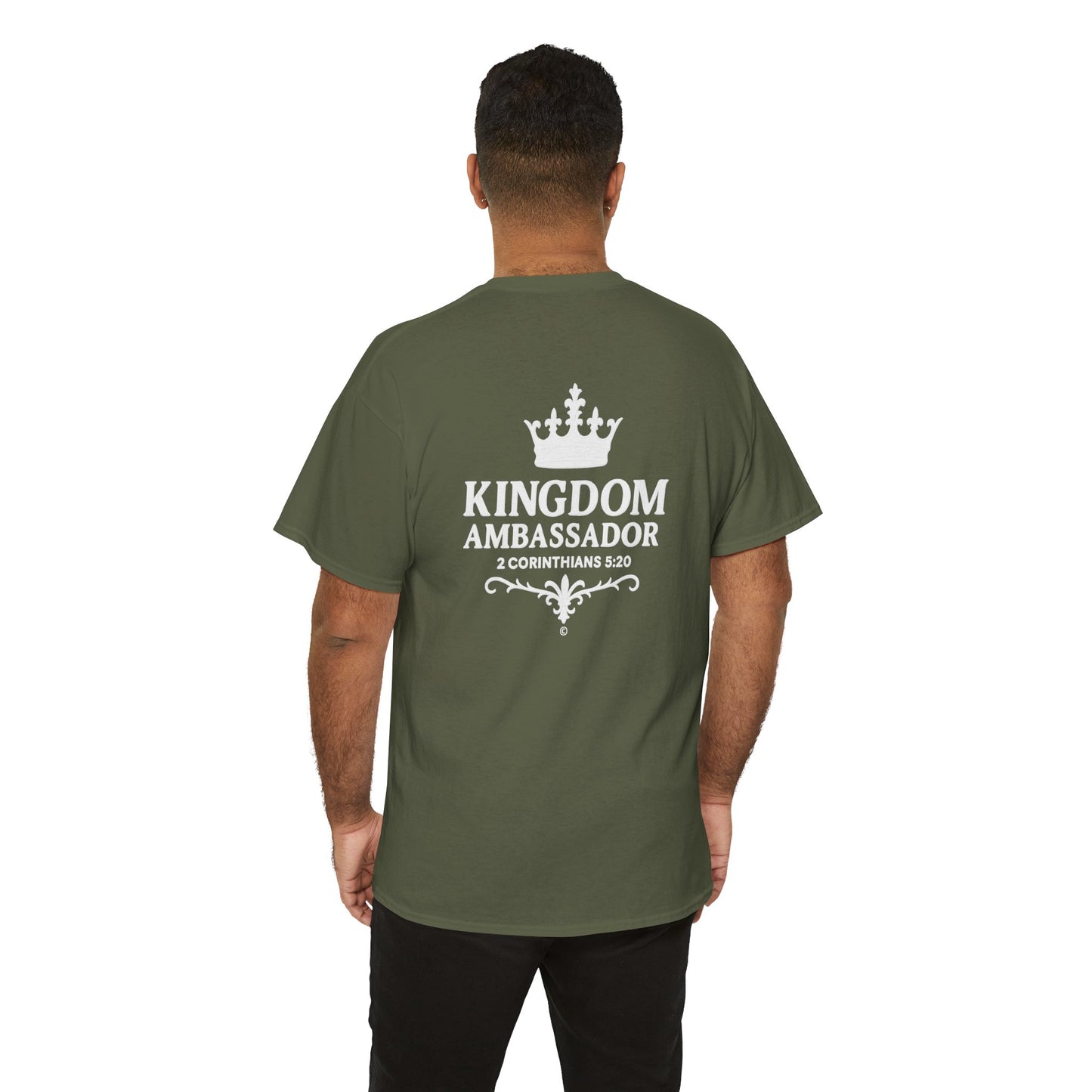 Kingdom Ambassador (White Lettering) T‑Shirt Tee Clothing Apparel (Smaller Design on from Large Design on Back)
