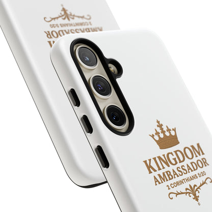 Kingdom Ambassador (Gold Lettering) Rugged Phone Case, Inspirational Mobile Cover, Gift for Faith Lovers, Faith-Based Protector