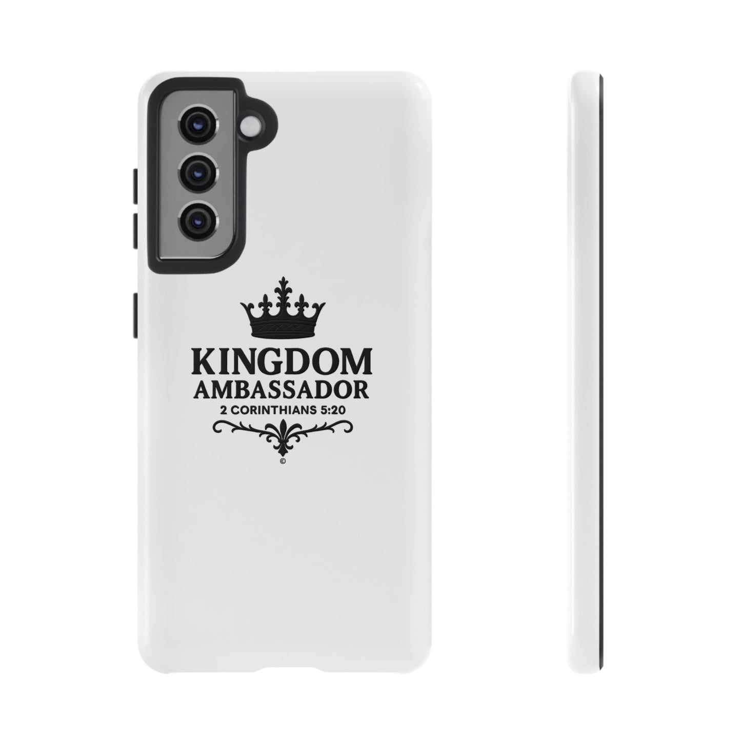Kingdom Ambassador (Black Lettering) Rugged Phone Case, Inspirational Mobile Cover, Gift for Faith Lovers, Faith-Based Protector