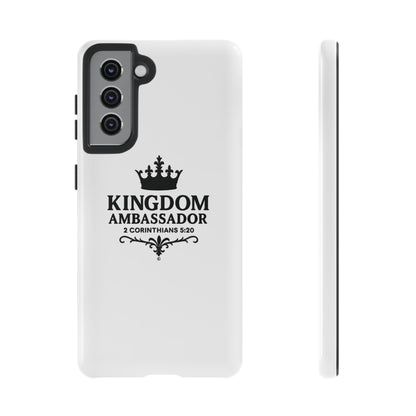 Kingdom Ambassador (Black Lettering) Rugged Phone Case, Inspirational Mobile Cover, Gift for Faith Lovers, Faith-Based Protector