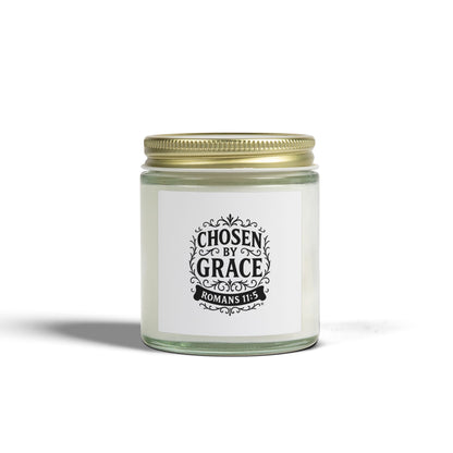 Chosen by Grace (Black Lettering) Scented Candle - Coconut Apricot Wax, Inspirational Home Decor, Relaxation, Gifts for Believers