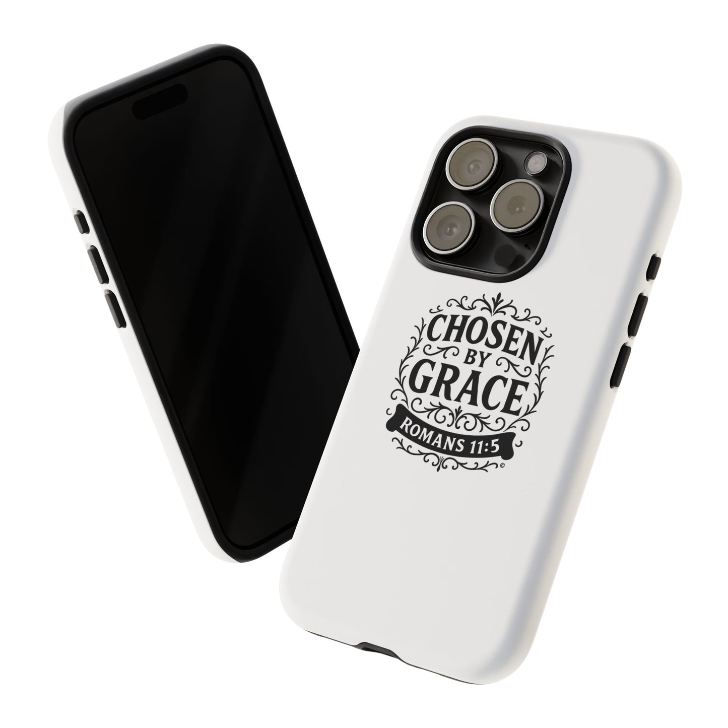 Chosen by Grace (Black Lettering), Rugged Phone Case, Inspirational Mobile Cover, Gift for Faith Lovers, Faith-Based Protector