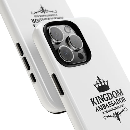 Kingdom Ambassador (Black Lettering) Rugged Phone Case, Inspirational Mobile Cover, Gift for Faith Lovers, Faith-Based Protector - Cross Apparel USA