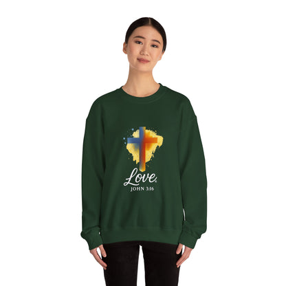 Love (White Lettering) Unisex Crewneck Sweatshirt, Inspirational Apparel, Casual Wear, Gift for Believers, Church Outing Attire, Daily Comfort Wear
