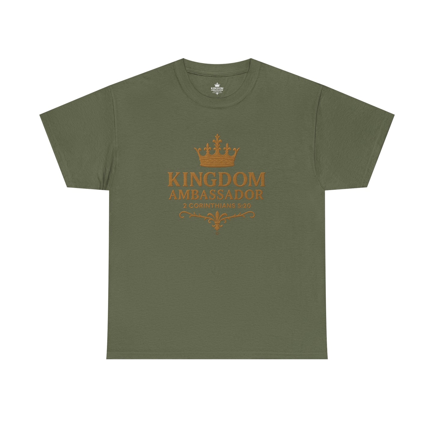 Kingdom Ambassador (Gold Lettering) Tee | Unisex Heavy Cotton Shirt, Faith-Based Apparel, Christian T-Shirt, Inspirational Gift, Scripture Tees