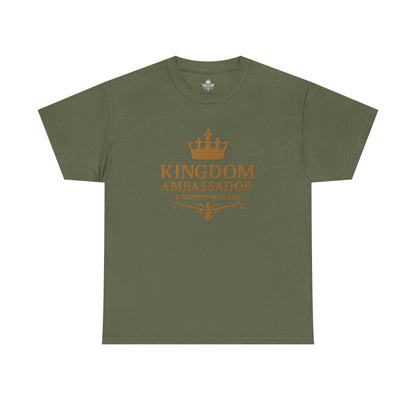 Kingdom Ambassador (Gold Lettering) Tee | Unisex Heavy Cotton Shirt, Faith-Based Apparel, Christian T-Shirt, Inspirational Gift, Scripture Tees