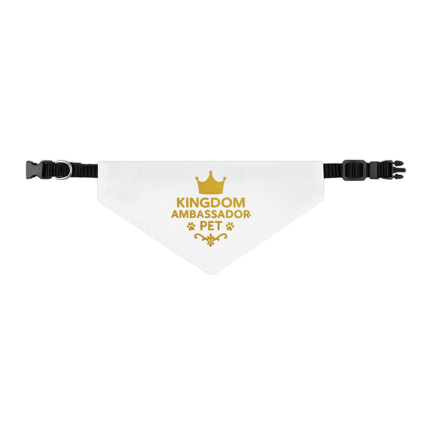 Kingdom Ambassador Pet (Gold Lettering) Bandana Collar, Inspirational Pet Fashion Accessory, Pet Lover Gift